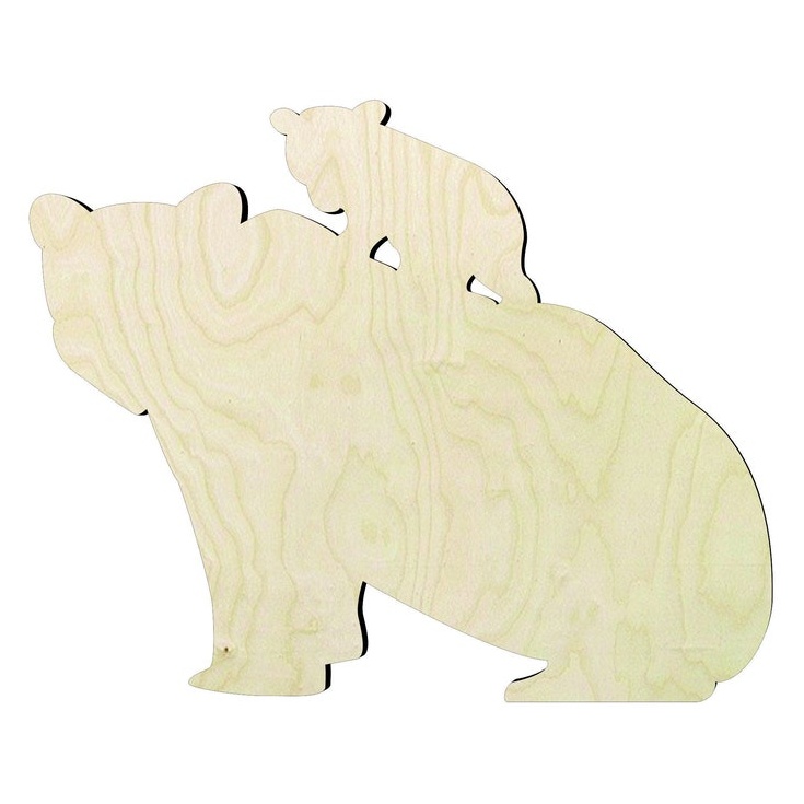 2"-20" Bear and cub Wood cutouts Craft Supply - wood cutout by Growing Tree Gallery