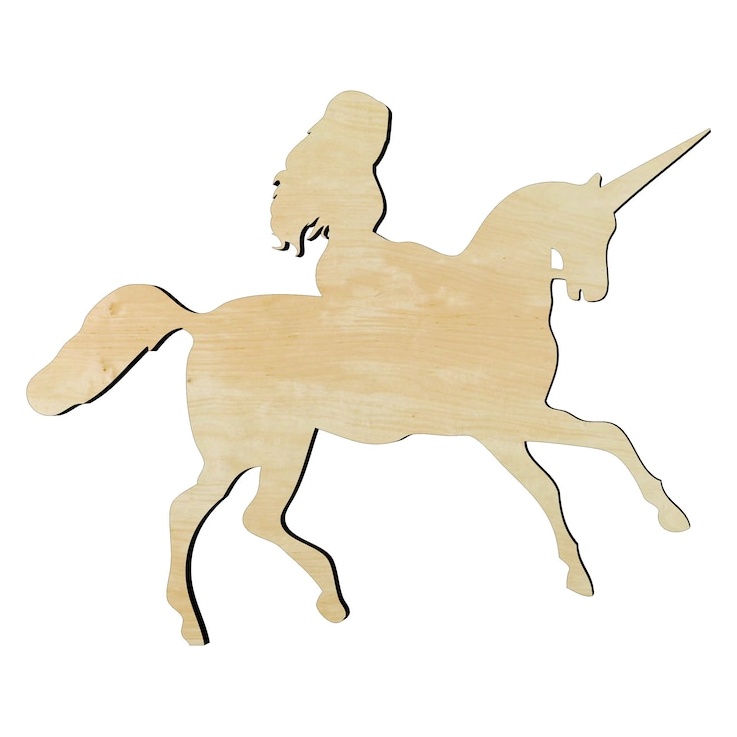 2"-20" Girl riding UnicornUnicorn #2 Wood Cutout - wood cutout by Growing Tree Gallery