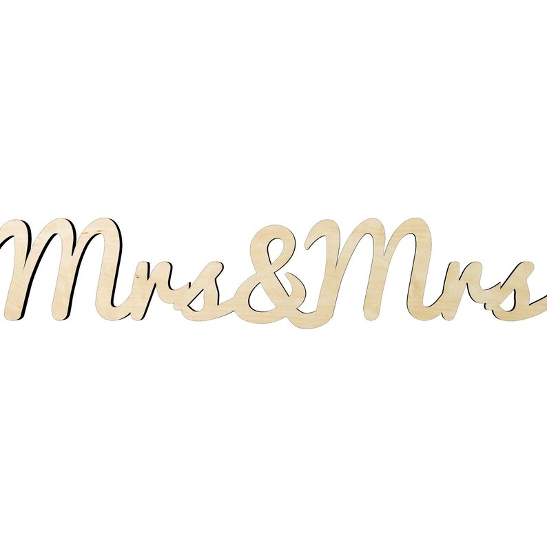 6"-22" Mrs&Mrs word cutout - LGBT wedding decor - wood cutout by Growing Tree Gallery