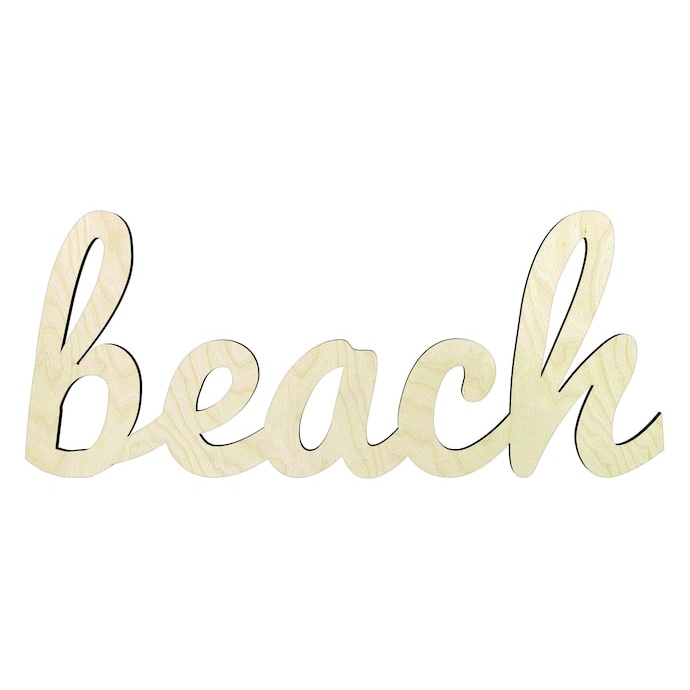 Beach cursive word cutout - laser-cut Baltic birch wood cutout for craft projects
