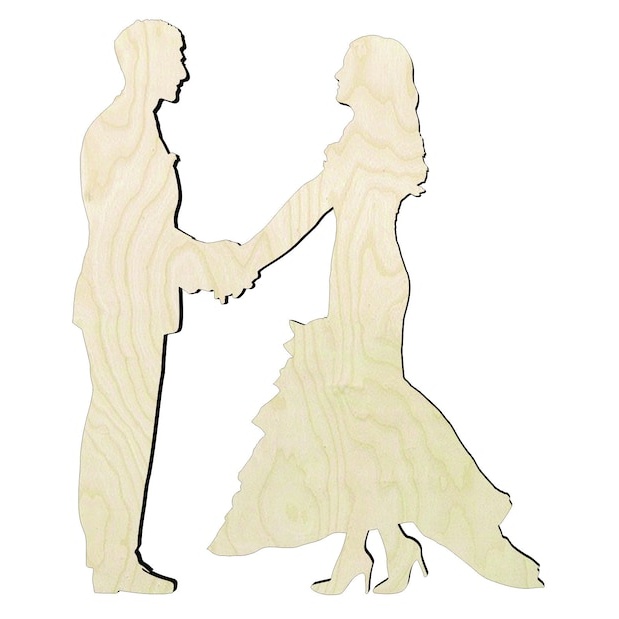 Bride and Groom -Multiple Sizes Wood Cutout - laser-cut Baltic birch wood cutout for craft projects