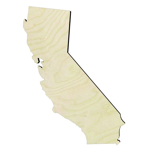 California -Multiple Sizes Wood Cutout - laser-cut Baltic birch wood cutout for craft projects