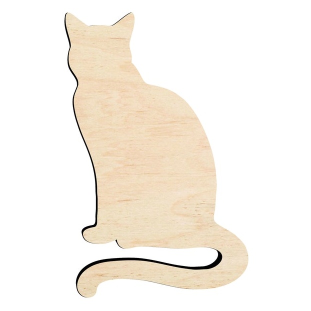 Cat - Multiple Sizes Wood Cut Outs , - laser-cut Baltic birch wood cutout for craft projects