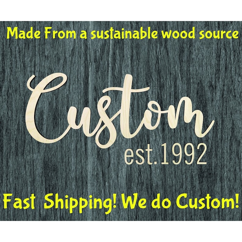 Custom Script word combo - Multiple Sizes Wood Cutout - wood cutout by Growing Tree Gallery