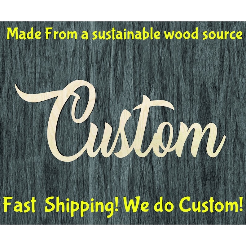 Custom Script word cutout - Multiple Sizes - wood cutout by Growing Tree Gallery