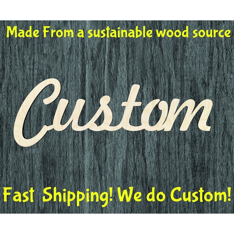 Custom Script word cutout - Multiple Sizes - wood cutout by Growing Tree Gallery