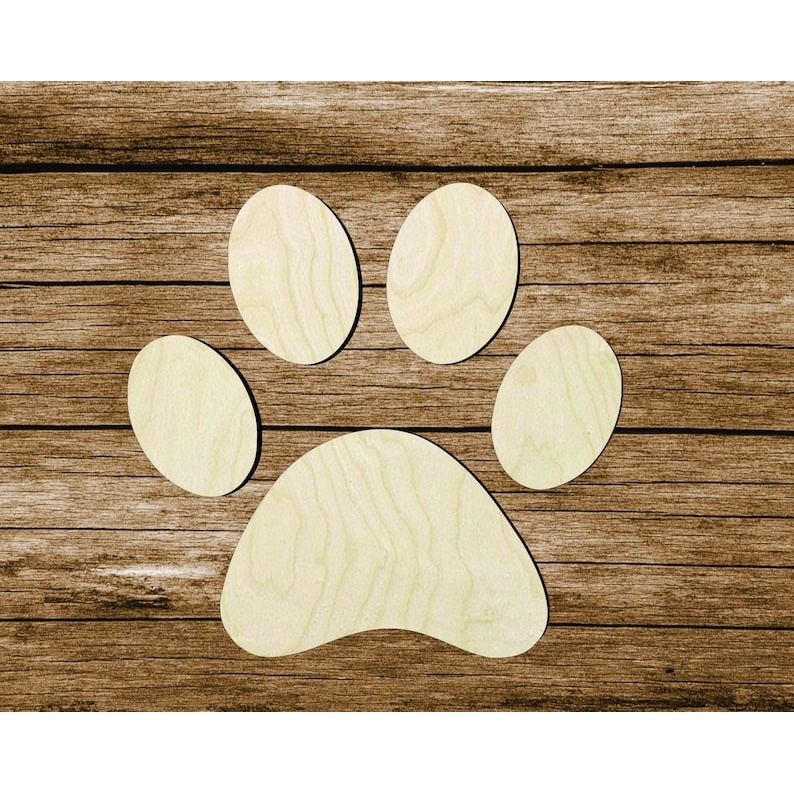 Dog Paw - Multiple Sizes Cutouts #2 - laser-cut Baltic birch wood cutout for craft projects