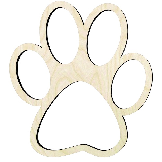 Dog Paw -Multiple Sizesor un Wood Cutout - laser-cut Baltic birch wood cutout for craft projects