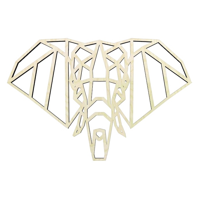 Elephant Head -Multiple Sizes Wood Cutout - laser-cut Baltic birch wood cutout for craft projects