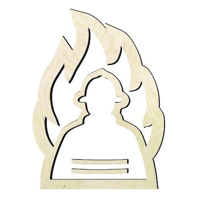Firefighter Wood Cutout - wood cutout by Growing Tree Gallery