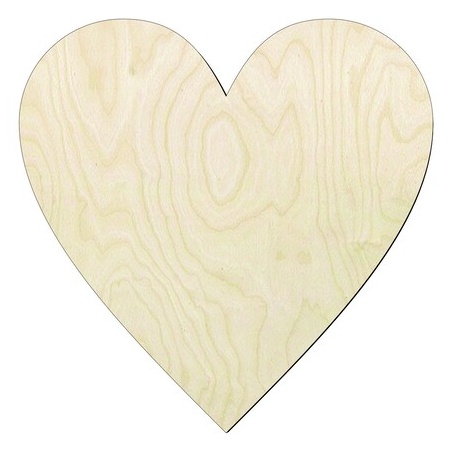 Heart -Multiple Sizes Wood Cutout - laser-cut Baltic birch wood cutout for craft projects