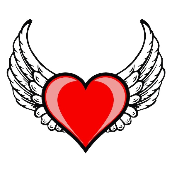 Heart Wings Decal -Multiple Sizes - vinyl decal by Growing Tree Gallery