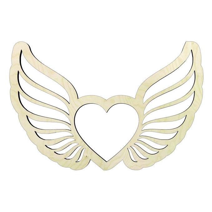 Heart wings - Multiple Sizes cutout Craft Supply - wood cutout by Growing Tree Gallery