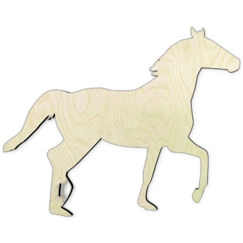 Horse Wood Cutout #3 - laser-cut Baltic birch wood cutout for craft projects