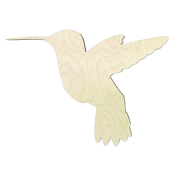 Humming bird Multiple Sizes Wood Cutout - laser-cut Baltic birch wood cutout for craft projects
