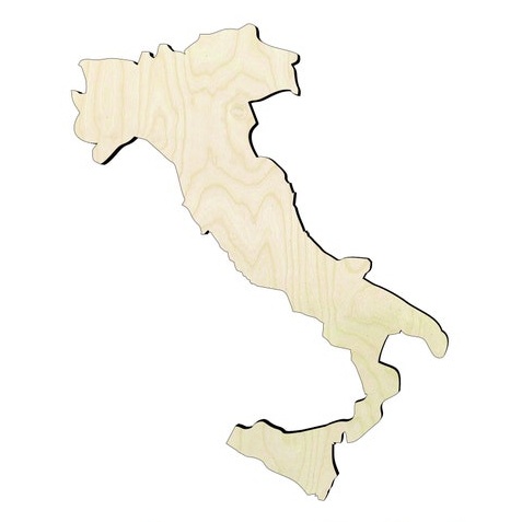 Italy -Multiple Sizes Wood Cutout - laser-cut Baltic birch wood cutout for craft projects