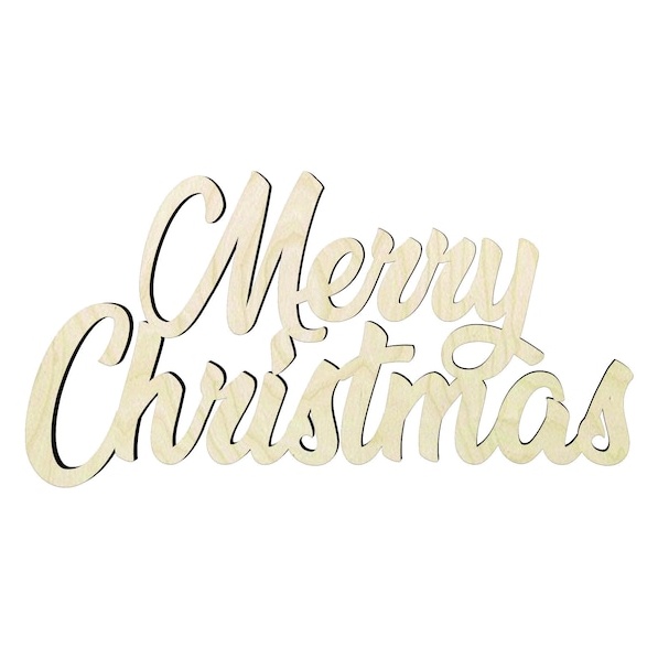 Merry Christmas word cutout - wood cutout by Growing Tree Gallery
