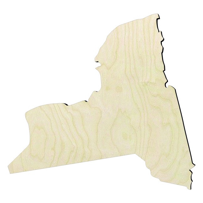 New York State -Multiple Sizes Wood Cutout - laser-cut Baltic birch wood cutout for craft projects