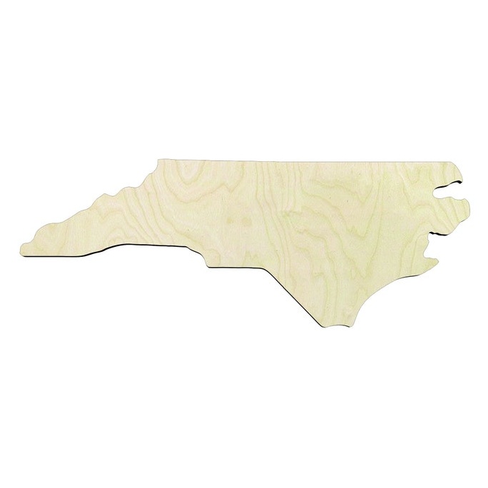 North Carolina -Multiple Sizes Wood Cutout - laser-cut Baltic birch wood cutout for craft projects