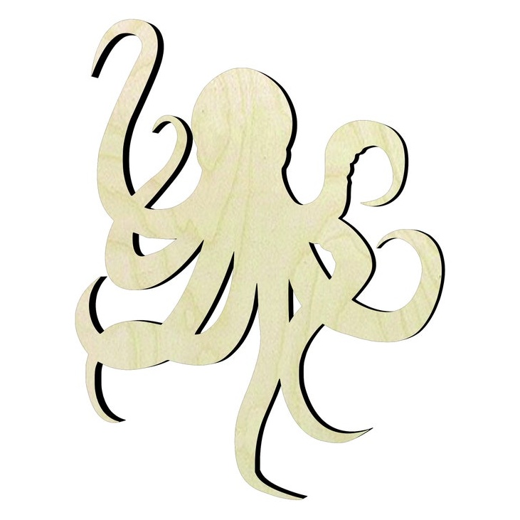Octopus - Multiple Sizes Cut-outs Wood Cutout - wood cutout by Growing Tree Gallery