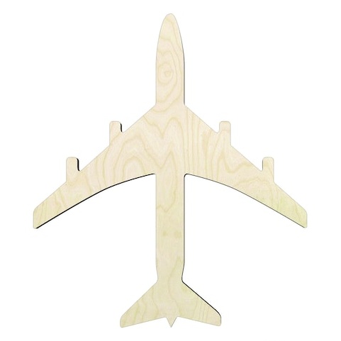 Passenger Plane - Multiple Sizes Airliner Wood Cutout - laser-cut Baltic birch wood cutout for craft projects