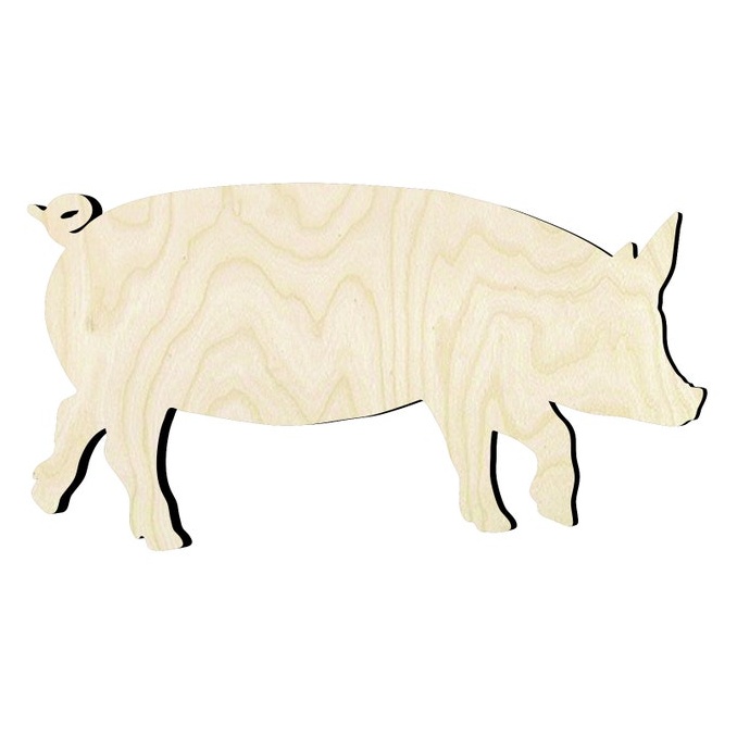 Pig -Multiple Sizes Wood Cutout - wood cutout by Growing Tree Gallery