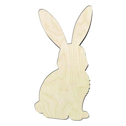 Bunny Wood Cutout - laser-cut Baltic birch wood cutout for craft projects