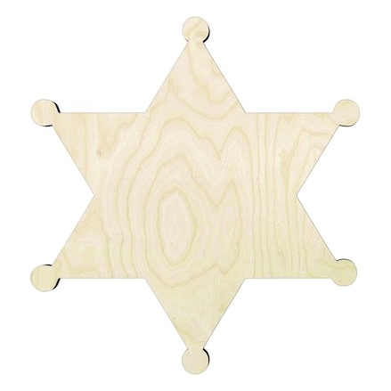 Sheriff badge Multiple Sizes Wood Cutout - laser-cut Baltic birch wood cutout for craft projects