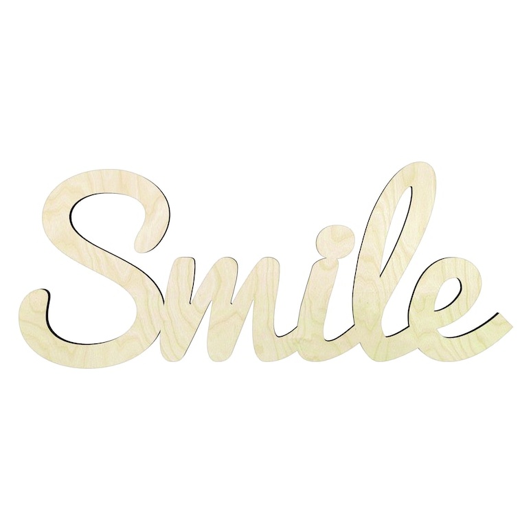 Smile cursive - Multiple Sizes word cutout - wood cutout by Growing Tree Gallery