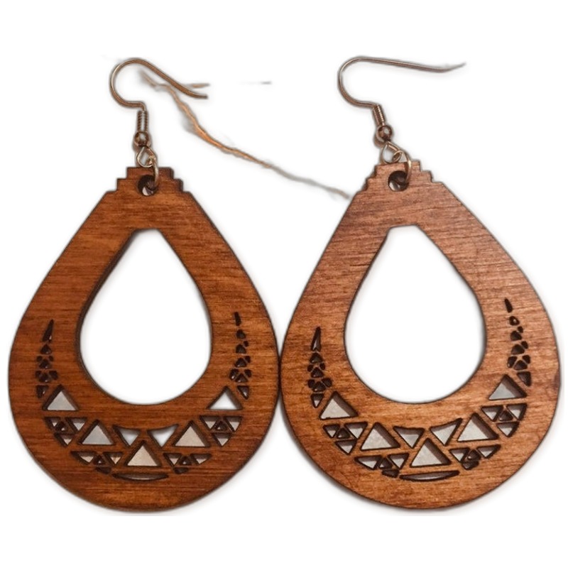 Teardrop Earring Wood Cutout - wood cutout by Growing Tree Gallery