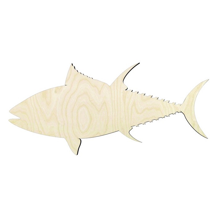 Tuna Fish #3 -Multiple Sizes Wood Cutout - laser-cut Baltic birch wood cutout for craft projects