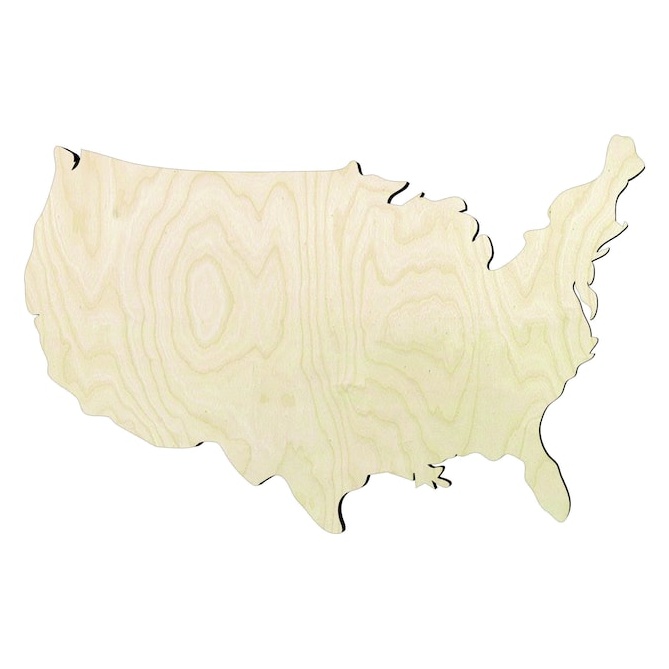 United states -Multiple Sizes Wood Cutout - laser-cut Baltic birch wood cutout for craft projects