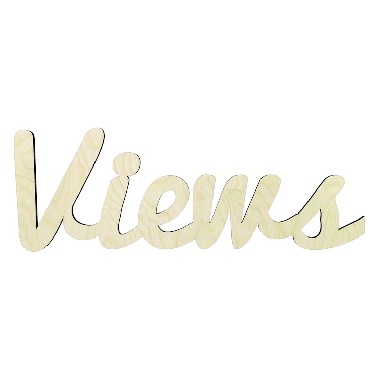 Views cursive - Multiple Sizes word cutout - wood cutout by Growing Tree Gallery