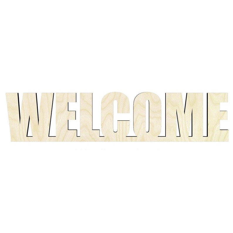 Welcome Script - Multiple Sizes Unfinished Wood Cutout - wood cutout by Growing Tree Gallery