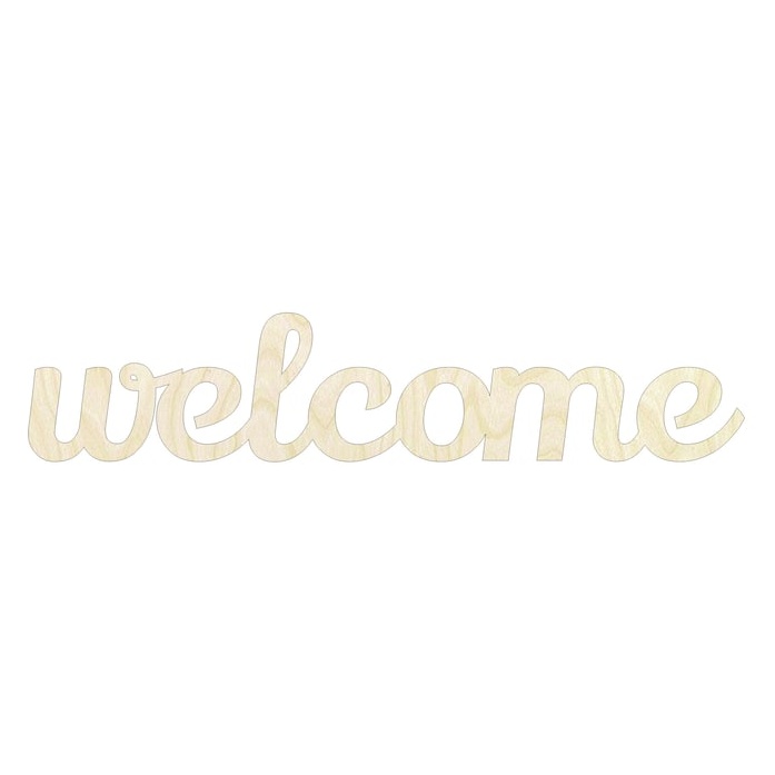 Welcome Script - Multiple Sizes word cutout - laser-cut Baltic birch wood cutout for craft projects