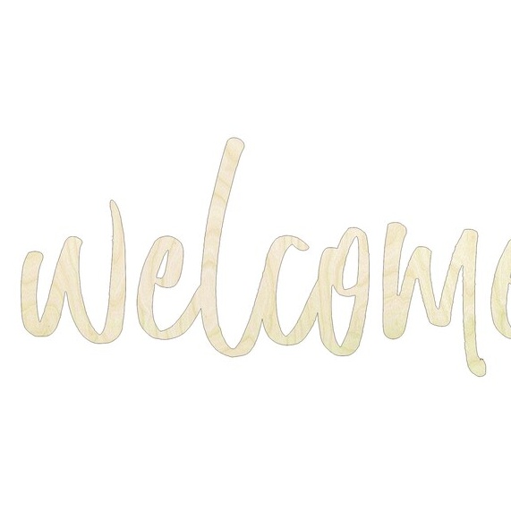 Welcome Script - Multiple Sizes word cutout - laser-cut Baltic birch wood cutout for craft projects