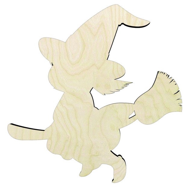 Witch broomstick -Multiple Sizesor unsanded - Halloween art pr... Wood Cutout - wood cutout by Growing Tree Gallery